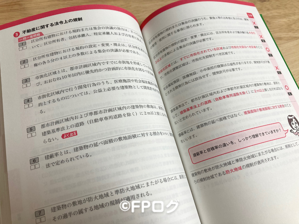 ゼロからスタート！岩田美貴のFP2級問題集の見開きページ