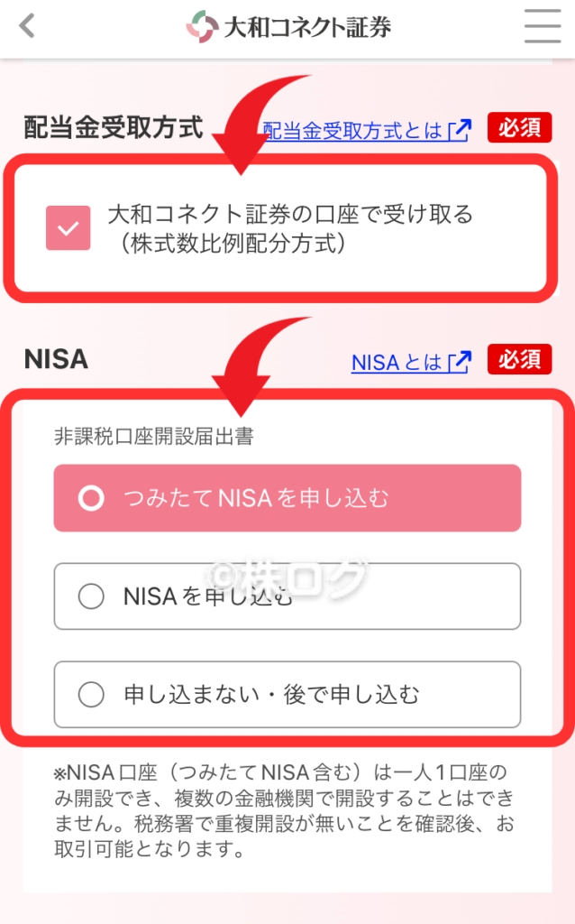 配当金受け取り方式、NISAの内容
